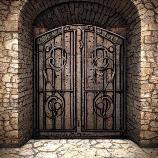 Prompt: cartoon style iron arc gate door texture,, matte painting, 2 d texture