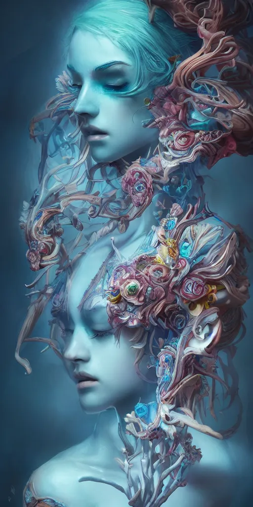 Image similar to dreamscape, female, ross tran, vivid colors, anatomical, highly detailed sculpture, intricate detailed, ommatidia, 8 k, cinematic atmosphere, post - processing