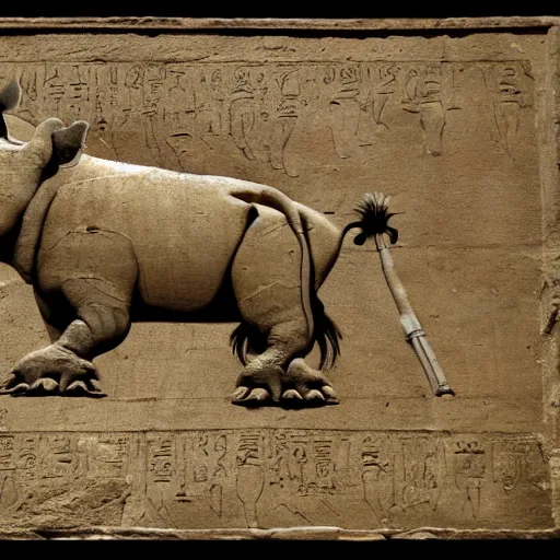 Image similar to a righteous rhino in Ancient Egypt