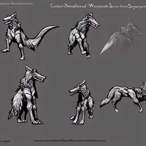 Image similar to castlevania symphony of the night model sheet of a warg, wolf