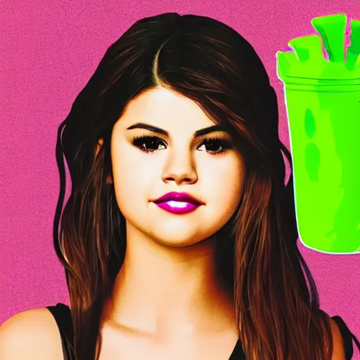 Prompt: an illustration of selena gomez as celery