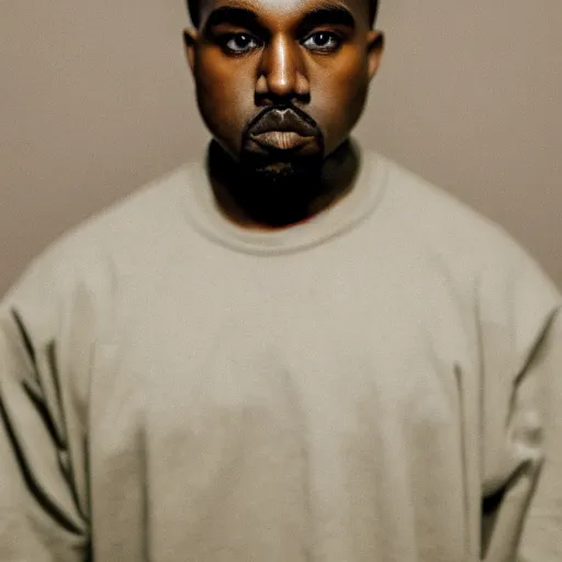 Image similar to the face of young kanye west wearing yeezy clothing at 3 4 years old, portrait by julia cameron, chiaroscuro lighting, shallow depth of field, 8 0 mm, f 1. 8