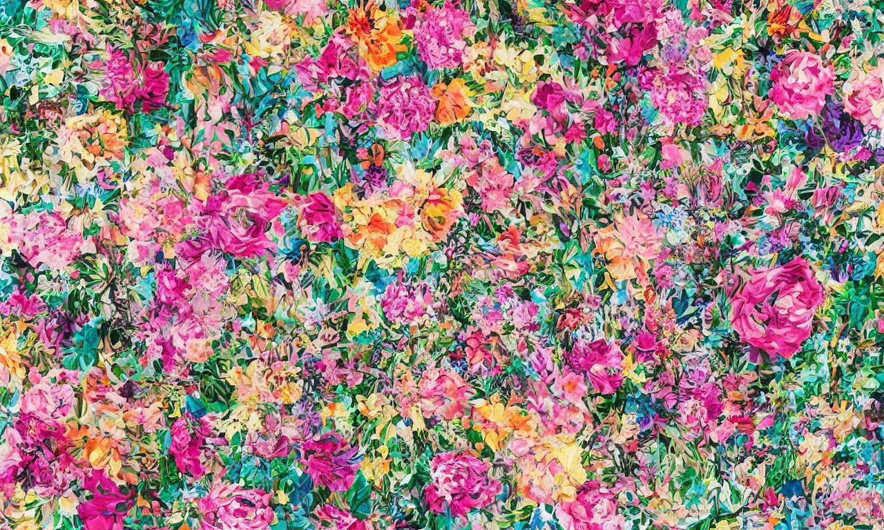 Prompt: extreme floral maximalism