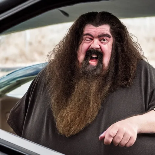 Image similar to hagrid driving seen from the front