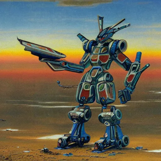 Image similar to platypus combat mecha eith razor talons in the style of vasily vereshchagin and evangelion