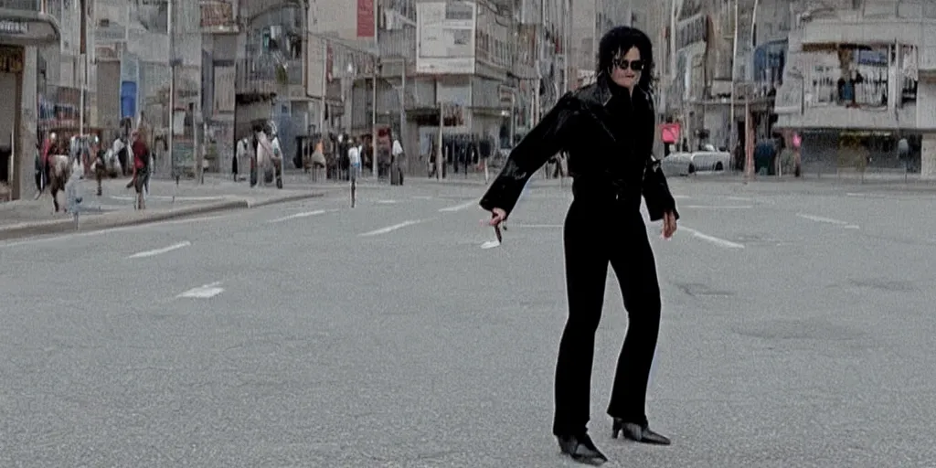 Image similar to michael jackson alone, by himself 2 0 0 9 style wearing shades alive in 2 0 2 2, alone, this is it style, photo real, motion blur, walking, by himself, real life, spotted, sighting, rare, ultra realistic accurate face, caught in 4 k, movie still, uhd, sharp, detailed, cinematic, render, modern