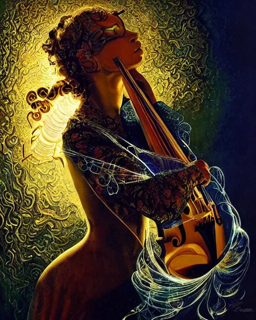 a extremely detailed masterpiece of a violin singer in Stable