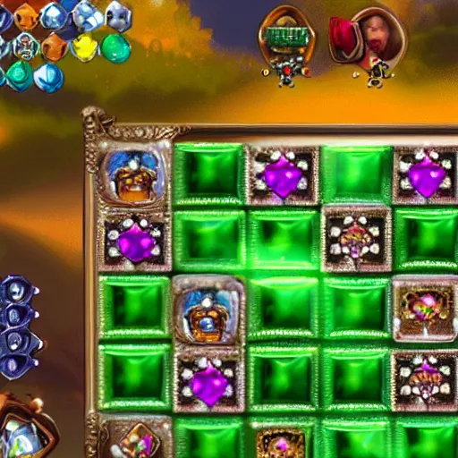 Image similar to A dwarf playing bejeweled on Windows XP