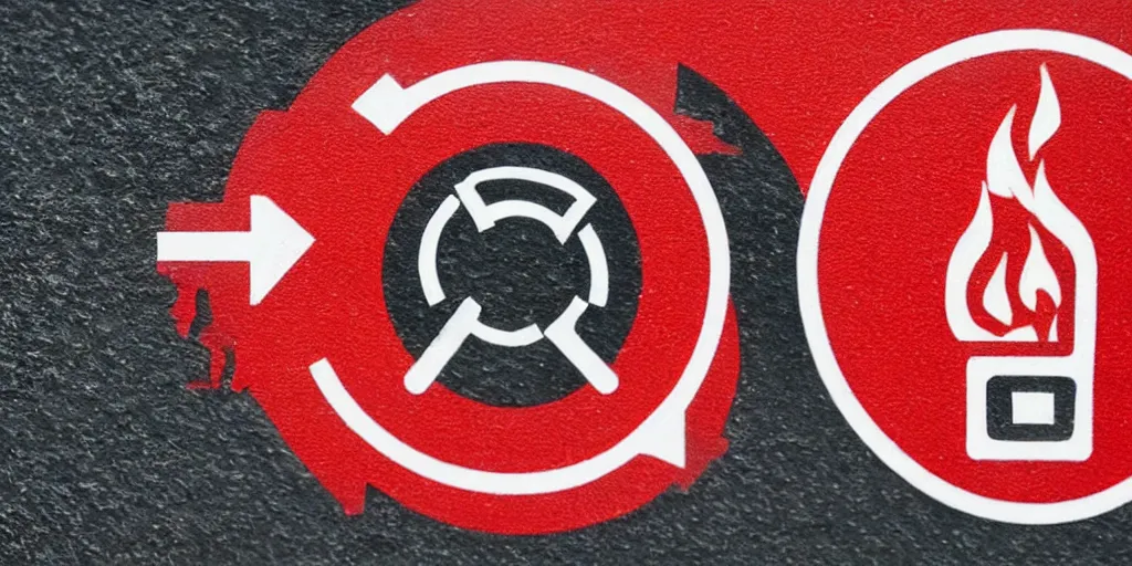 Prompt: pictogram fire warning label, 8k, close-up