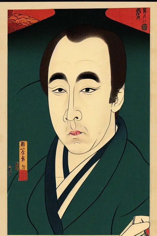 Image similar to Portrait of Nicholas Cage in Ukiyo-e style