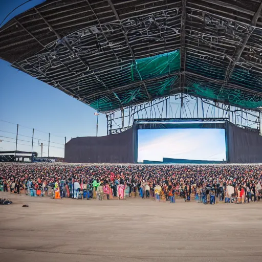 Image similar to edc at area 5 1. the main stage is located in a large aircraft hanger. shot on a sony a 7