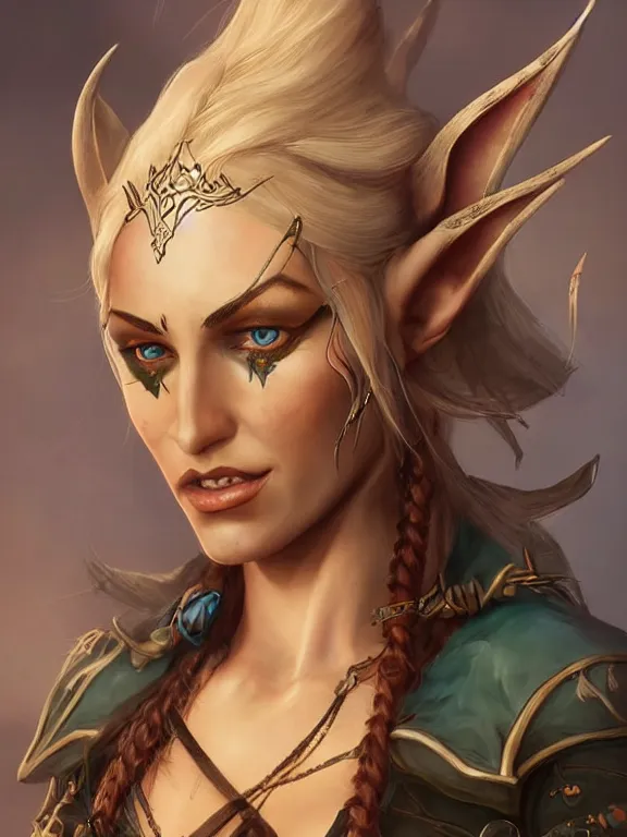 Image similar to portrait of a female elven pirate, character design, correct anatomy, concept art, digital illustration, ray tracing, ultra detailed, fantasy, soft lighting, intricate and highly detailed, coloured with lots of colour, pose, fantasy, sharp focus,