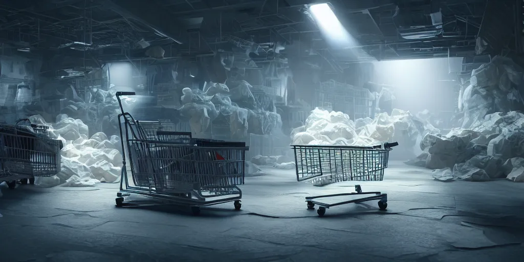 Prompt: diapers diapers diapers diapers diapers, shopping cart, dim volumetric lighting, 8 k octane beautifully detailed render, post - processing, extremely hyper - detailed, intricate, epic composition, cinematic lighting, masterpiece, trending on artstation, detailed detailed detailed, masterpiece, stunning art, wonderful masterpiece, beautiful cinematic light