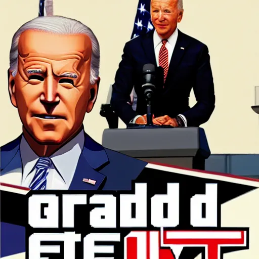 Prompt: Joe Biden on the cover of the Grand Theft Auto