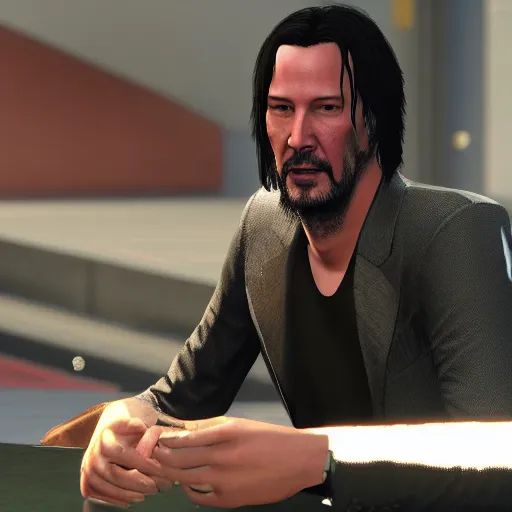 Prompt: Keanu reeves in Grand theft auto 5 4K detail