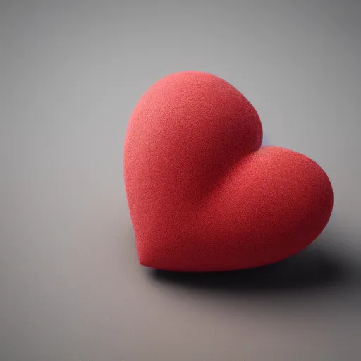 Image similar to 3d render of a red clay heart shape in the middle of a gray sheet of paper, range of pastel colors on the left side