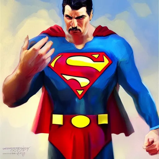 Image similar to joseph stalin as superman , digital art by Mandy Jurgens and Irina French and Heraldo Ortega , hyperdetailed, artstation, cgsociety