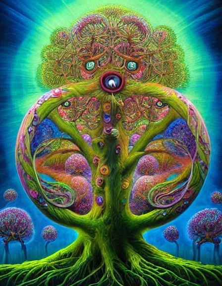 Prompt: art titled tree of joy by yoko d'holbachie feat naoto hattori, caitlin hacket and hannah yata featuring archan nair and salviadroid. visionary psychedelic fineart painting. gigapixel resolution. intricate detailed. beautiful dramatic cinematic. in the style of subject zero. hyperrealistic render. dreamy blurry pastel aquarel background.