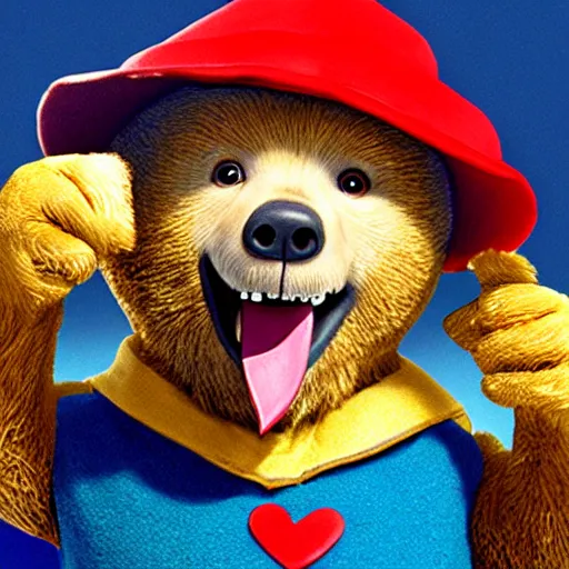 Image similar to paddington the bear but with rabies