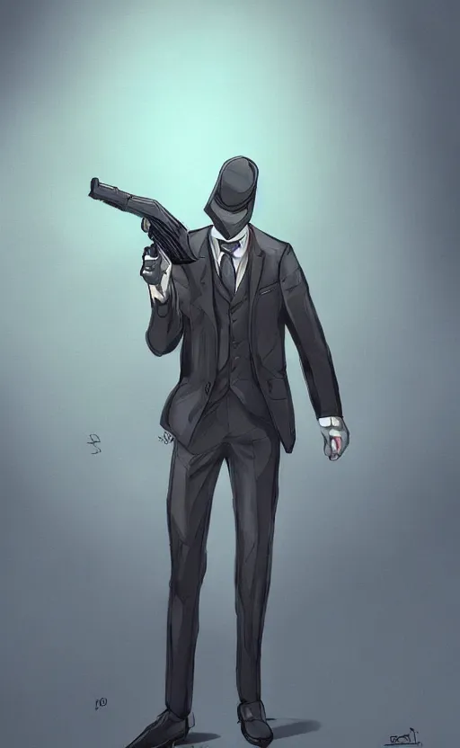 Image similar to rabbit as a hitman, suit and tie, with silenced gun, dynamic lighting, fantasy concept art, trending on art station, stunning visuals, creative, cinematic, ultra detailed, comic strip style