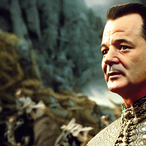 Prompt: bill murray plays elrond in lord of the rings, film still, promotional shot