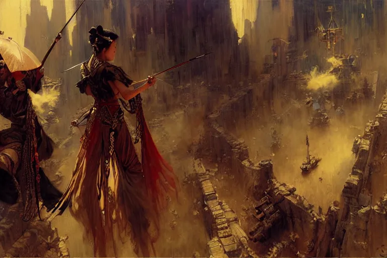 Image similar to wuxia, steampunk, painting by gaston bussiere, craig mullins, j. c. leyendecker