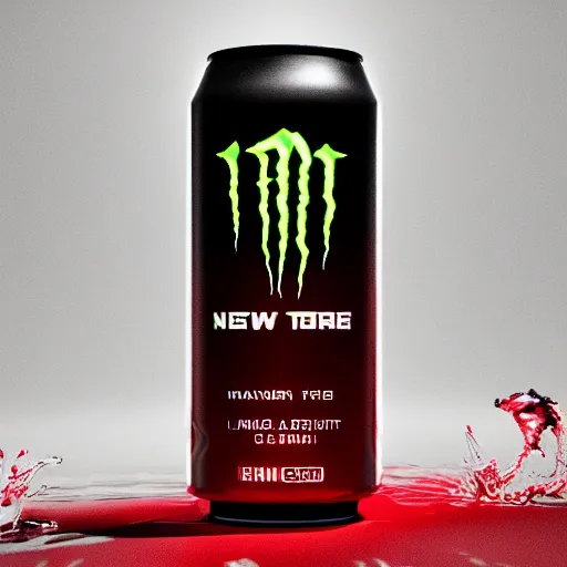 Image similar to new design aluminum can monster energy, red tones, 8k, octane render, cinematic light, harmony, ultra quality