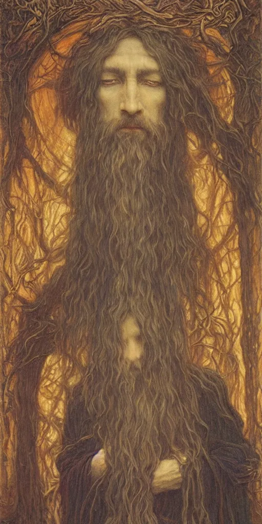 Image similar to Portrait of a druid, by Jean Delville