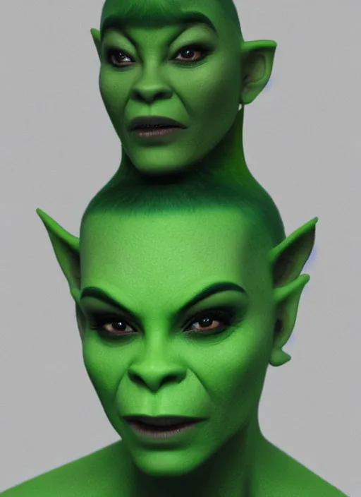 Prompt: green orc female, light green tone beautiful face