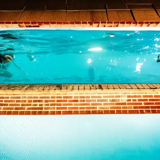 Prompt: photo above a swimming pool underwater