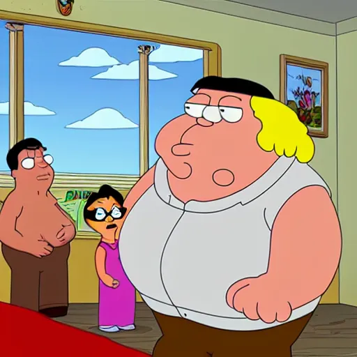 Image similar to family guy episode with fat chuck