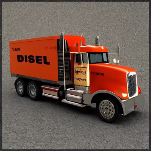 Prompt: Diesel Freight Truck with bull wagon, realistic, cinematic