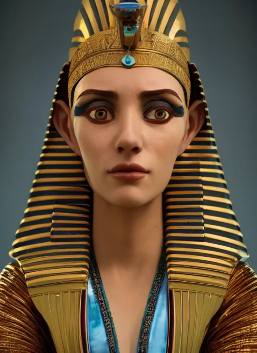 Image similar to an anthropomorphic beautiful female wizard of pharaoh portrait wearing robe, fine art, award winning, intricate, elegant, sharp focus, octane render, hyperrealistic, cinematic lighting, highly detailed, digital painting, 8 k concept art, art by jamie hewlett and z. w. gu, masterpiece, trending on artstation, 8 k