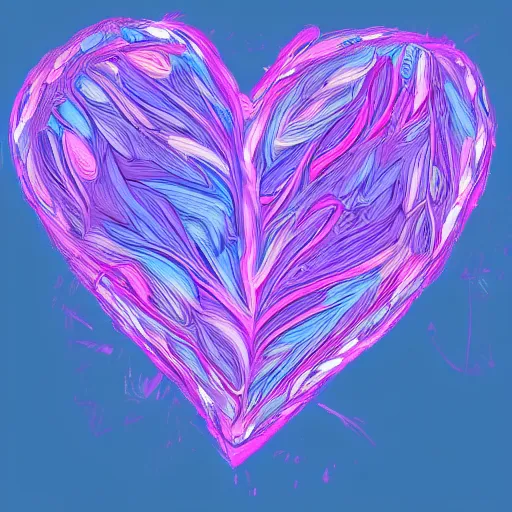 Image similar to a heart made of blue pink and purple in a digital art style, trending on art station, brush strokes, medium tones