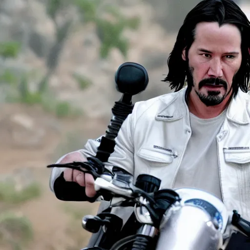 Image similar to Keanu Reeves in Sons of anarchy very detail4K quality super realistic