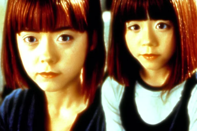 Image similar to cute young alyson hannigan with short hairs in japanese horror movie