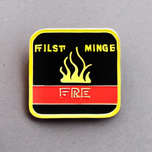 Image similar to a photo of a retro 1 9 7 0 s minimalistic clean fire warning label enamel pin, studio lighting, behance