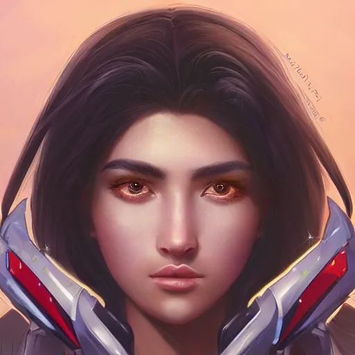 Image similar to portrait of a beautiful dark - haired androgynous space ranger, soft lightning, high detailed, detailed face, detailed eyes, intricate, smooth, sharp focus, high contrast, dramatic lighting, artstation, art by sora kim,