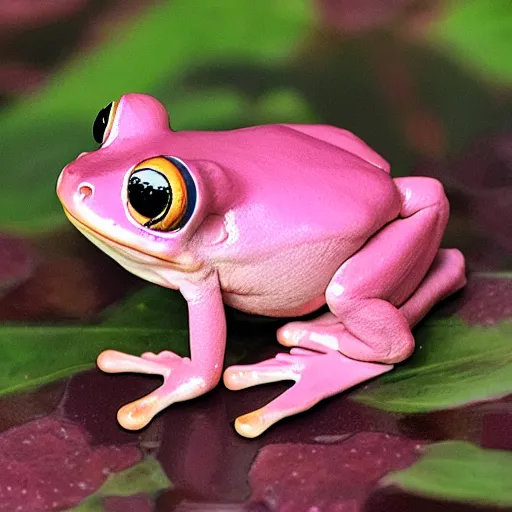 Pink Frog With Pink Eyes On A Pink Background, Close-up Stock