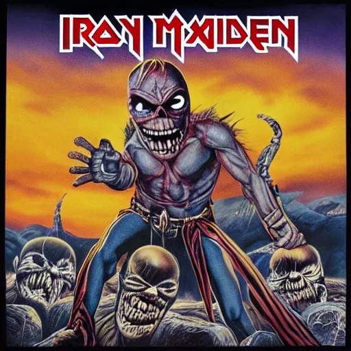 Image similar to iron maiden album cover, where eddie is dressed like a balerina