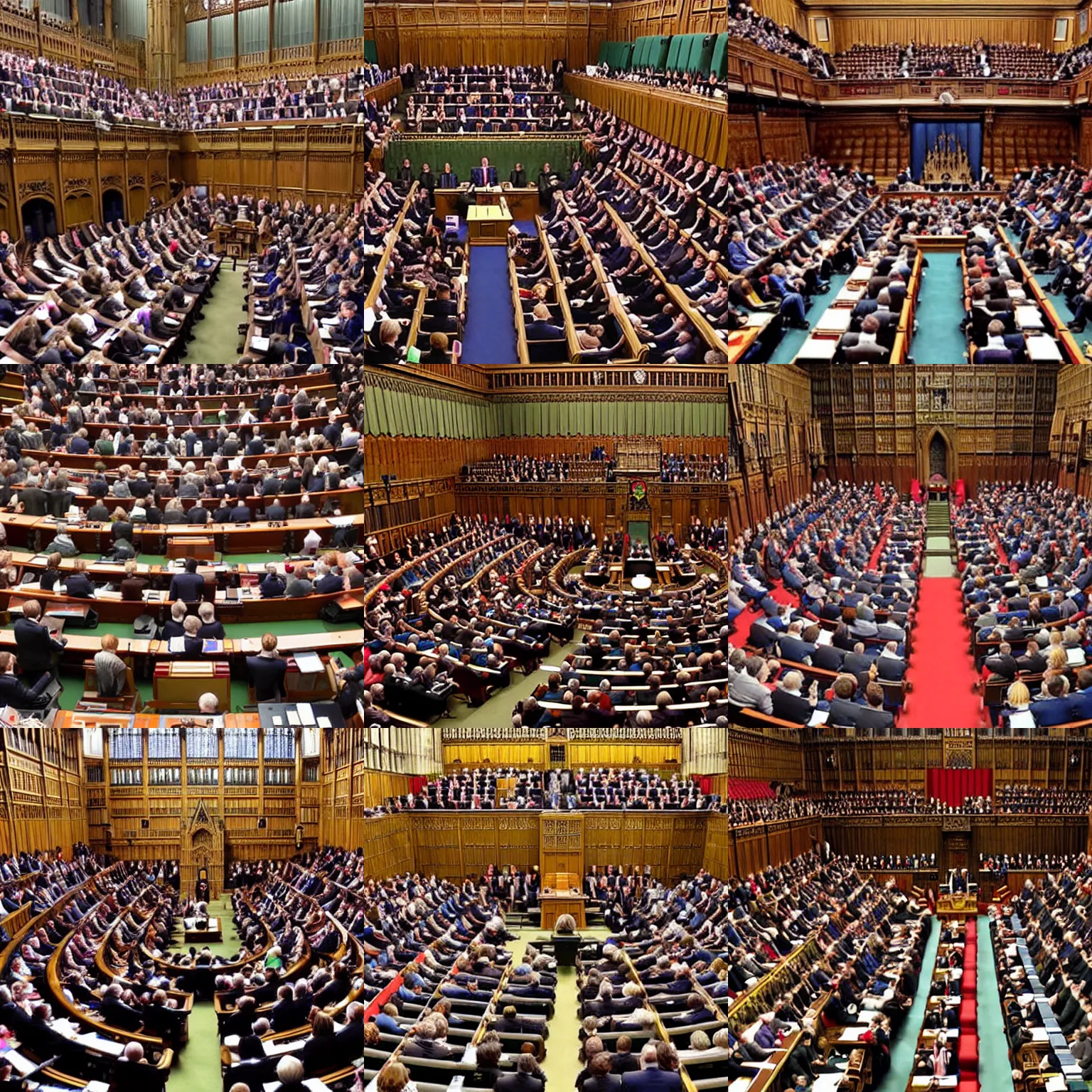 Prompt: british parliament being debated by dozens of anime fumo plush toys, vray