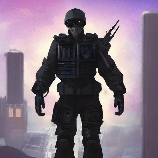 Prompt: character portrait, cyberpunk soldier