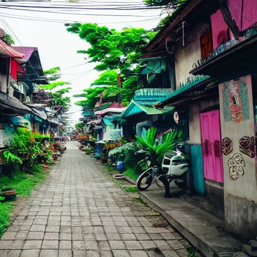 Prompt: indonesian street in the style of studio ghibli