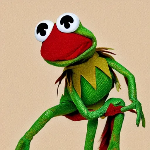 Image similar to kermit the frog, artwork by kitano tsunetomi