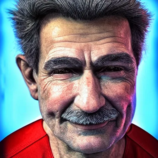 Image similar to stunning award winning hyperrealistic hdr 8 k highly detailed portrait photo of mario as a real human