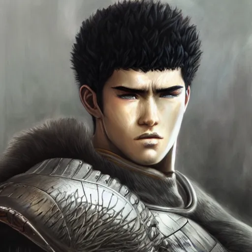 Image similar to portrait of guts from berserk,, extremely detailed, made by wlop and maxwell boas