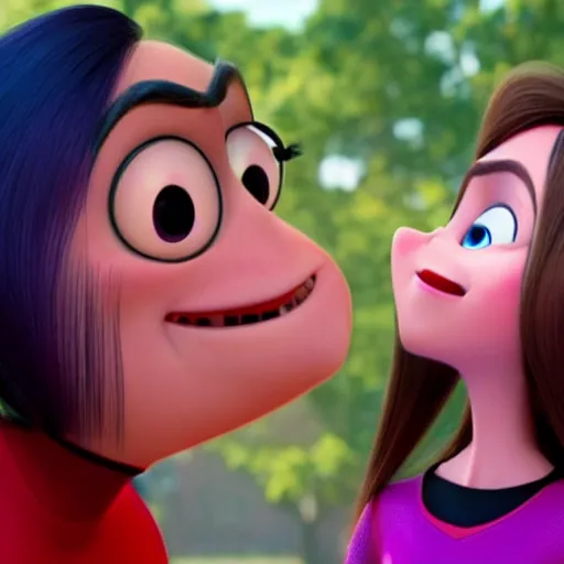 Image similar to violet parr kisses a fan in incredibles 2 movie