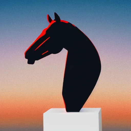 Image similar to horse head statue , gradient from red to yellow background