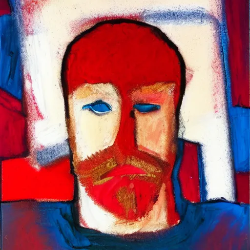 Image similar to a red headed man, expressionist, art, portrait,