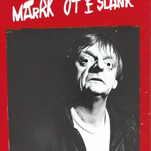 Image similar to mark e smith with a price tag on his head that says for sale